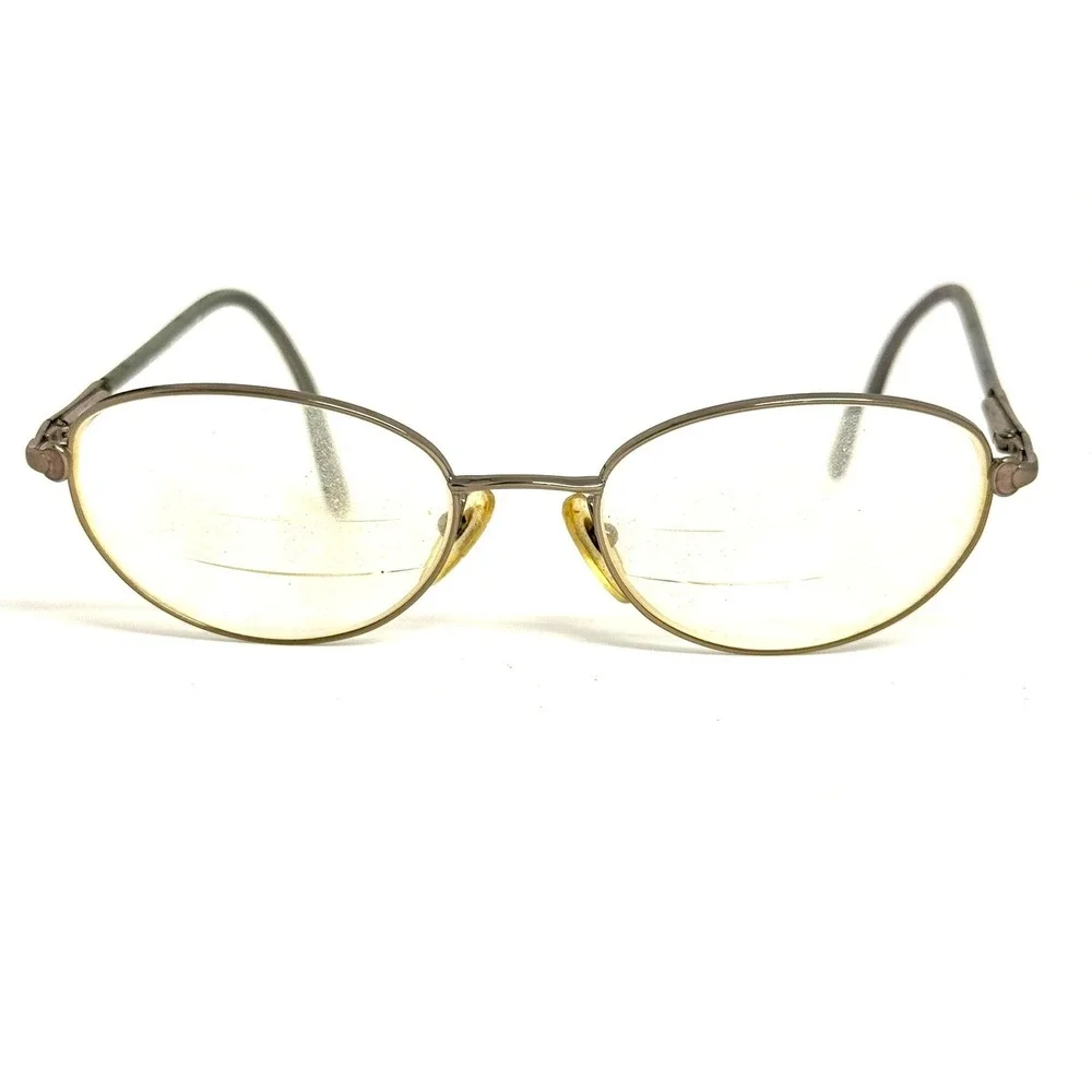 Genny Vintage Oval Eyeglasses Gunmetal Metal Frame Made in Italy 24056